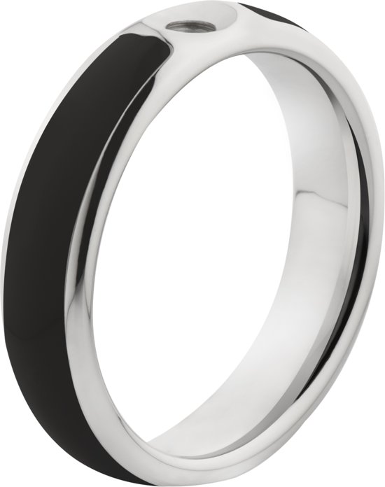 Melano Twisted Tracy resin ring - dames - stainless steel+ black resin - 5mm - maat 15.50