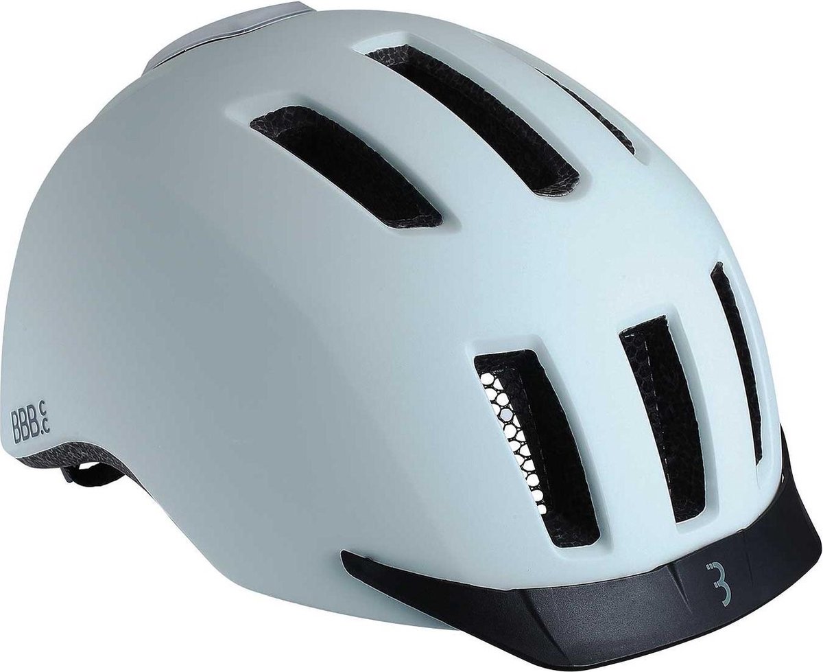 BBB Cycling Grid Fietshelm met Verlichting - Volwassenen - E-bike en Stadsfiets - Mat Grijs/Wit - Maat L - BHE-161