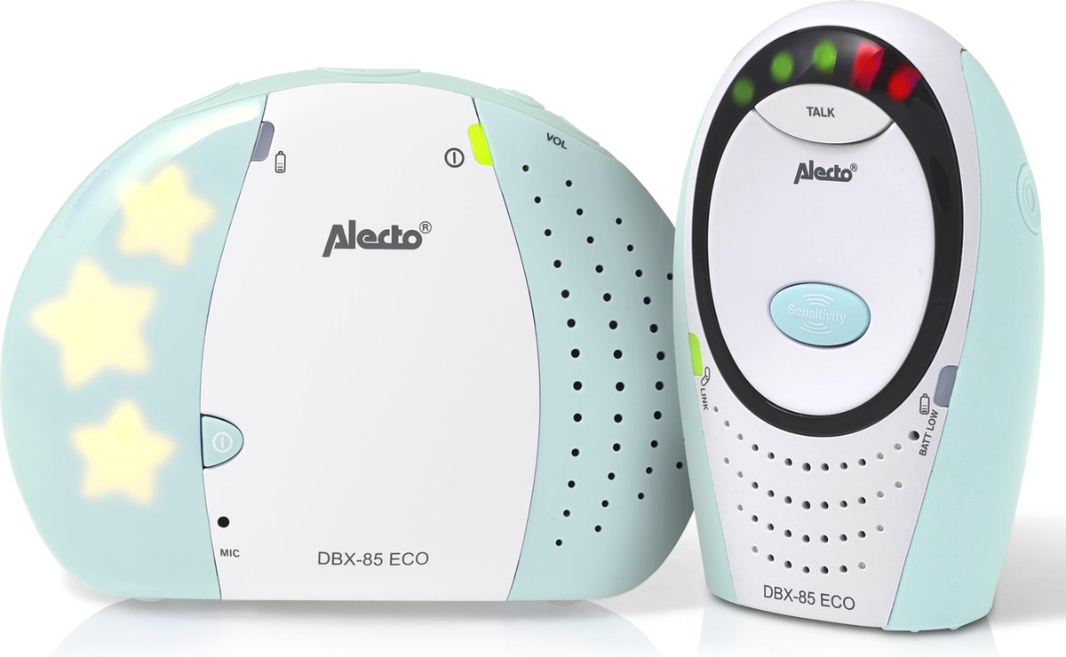 Alecto DBX-85MT - Full Eco DECT babyfoon - Wit/Mintgroen