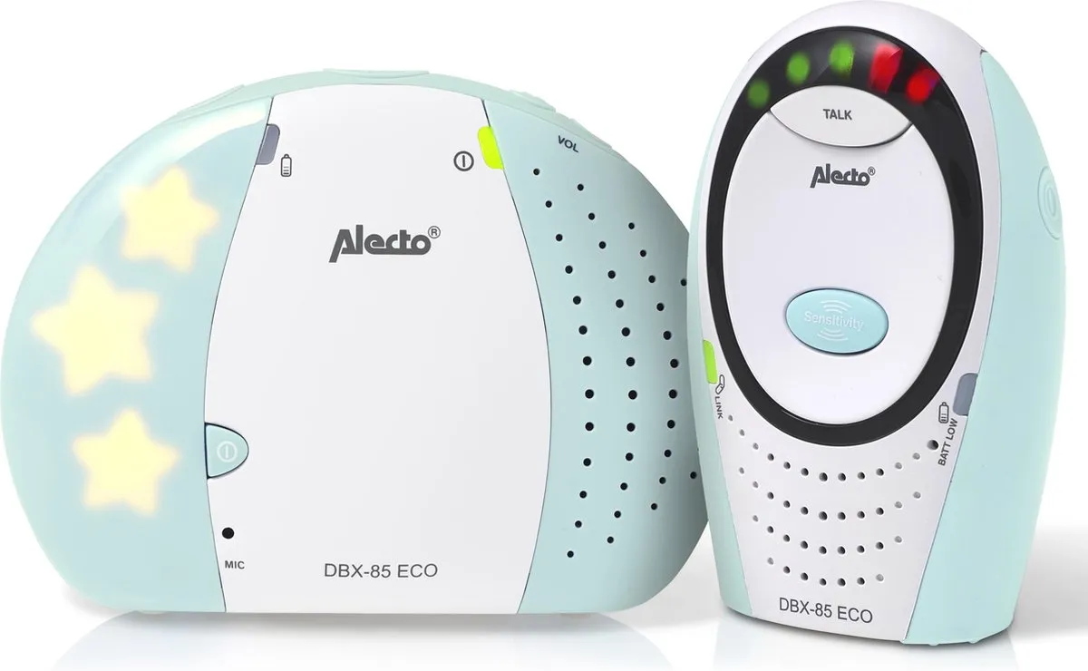 Alecto DBX-85MT - Full Eco DECT babyfoon - Wit/Mintgroen