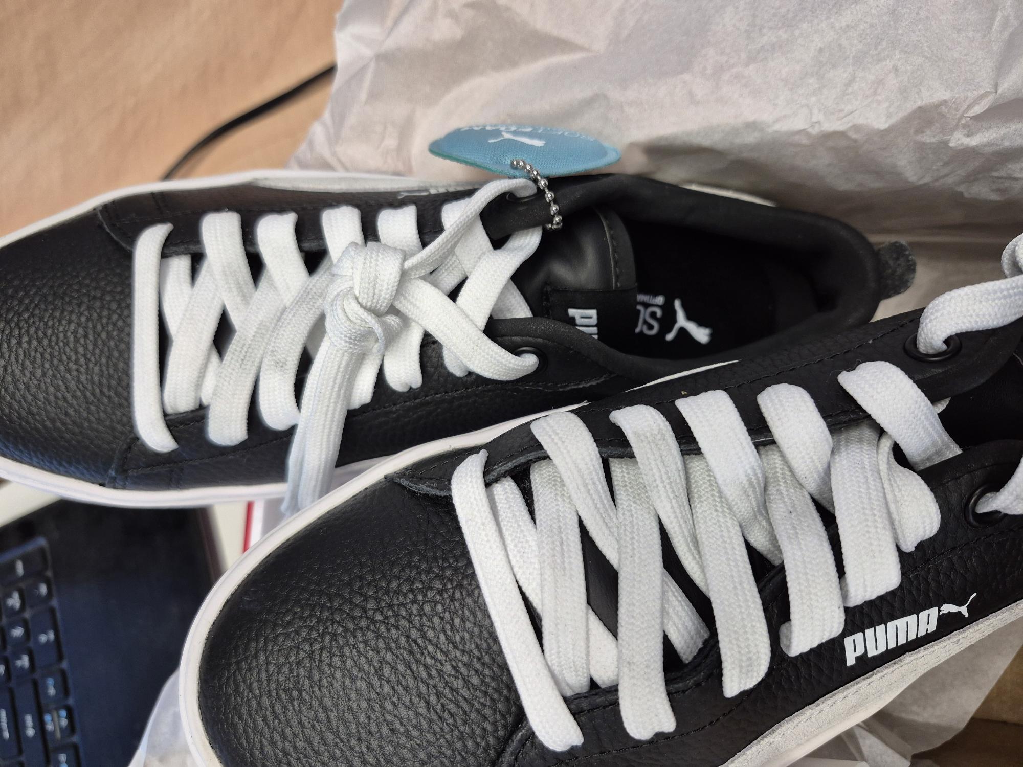 sneakers, zwart, witte veters, leer, Puma