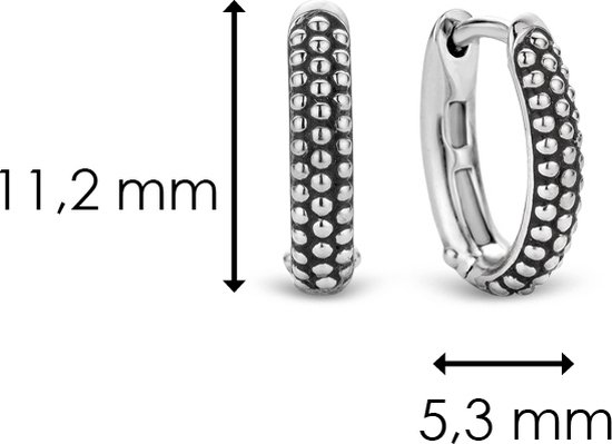 hoops, oorbellen, zilver, metaal, patroon