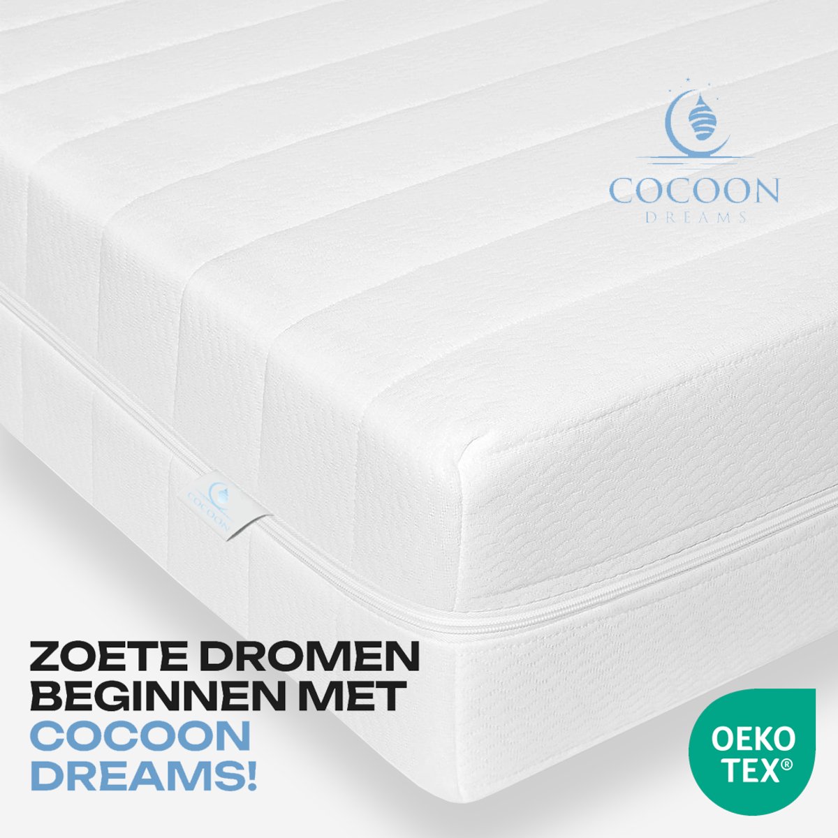 matras, katoenen, witte, laag patroon, kussenlabel