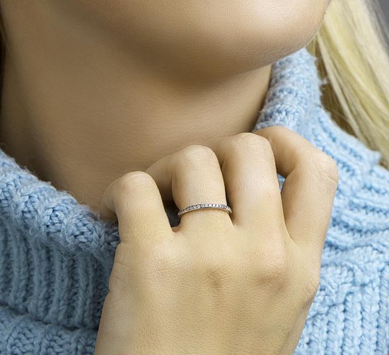 The Jewelry Collection - Aanschuifring Zirkonia - Dames - maat 16.00