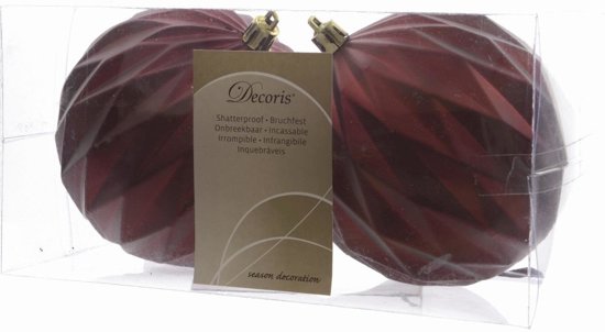 37a5-8df1-448f-b1b1-f18e520fbe47 kerstbal plastic geometrisch 10cm marsala