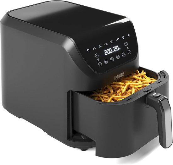 Princess Digitale Airfryer XXL 182256 - SlimFry Airfryer - Slank ontwerp - 8 liter - PFAS vrij - Heteluchtfriteuse - Digital Touchscreen - 8 Automatische Programma's - 2000W - Zwart - Ideaal voor kleinere keukens of beperkte aanrechtruimte