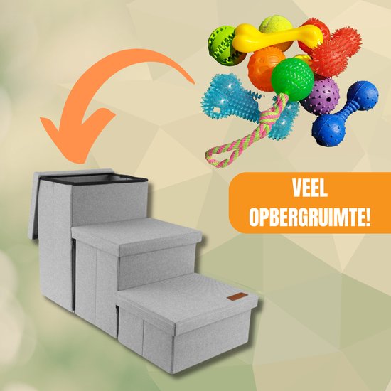 Hondentrap Stevig Model 2024 - Hondentrapje Voor Honden Met Opbergruimte - Trap Hond – Opstapje Hond