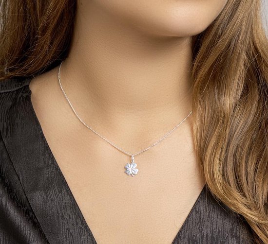 The Jewelry Collection - Dames ketting klaver - Zilver 45 cm