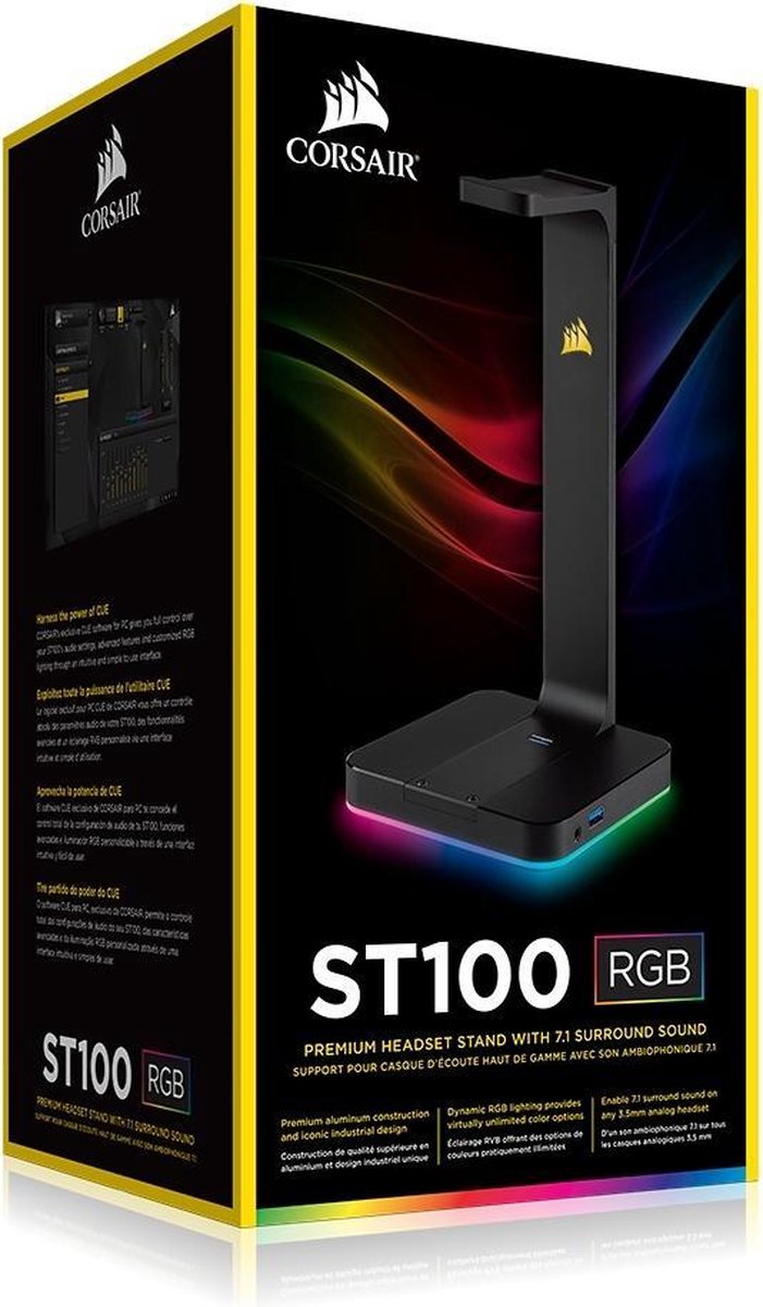 Corsair ST100 RGB - Headset Stand met 7.1 Virtual Surround Sound - Windows