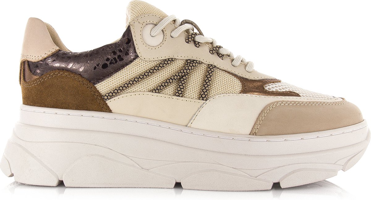 PS Poelman - maat 36- JANA Dames Sneakers - Bruin Met Combinatie
