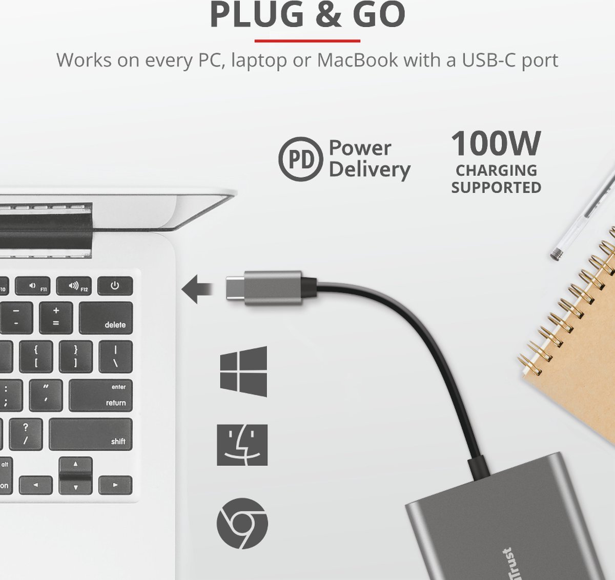Trust Dalyx - 3-in-1 Multiport USB-C Adapter