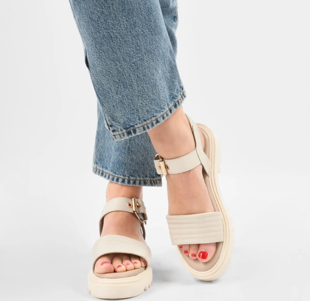 PS Poelman SATURNOS Dames Sandalen - 38 - Crème