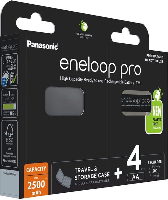 Panasonic Eneloop Pro 4x AA 2500mAh - Blister Van 4 + Doos