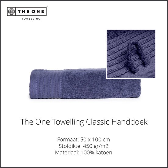 The One Towelling Classic handdoek - Hoge vochtopname - 100% Zacht katoen - 50 x 100 cm - Denim