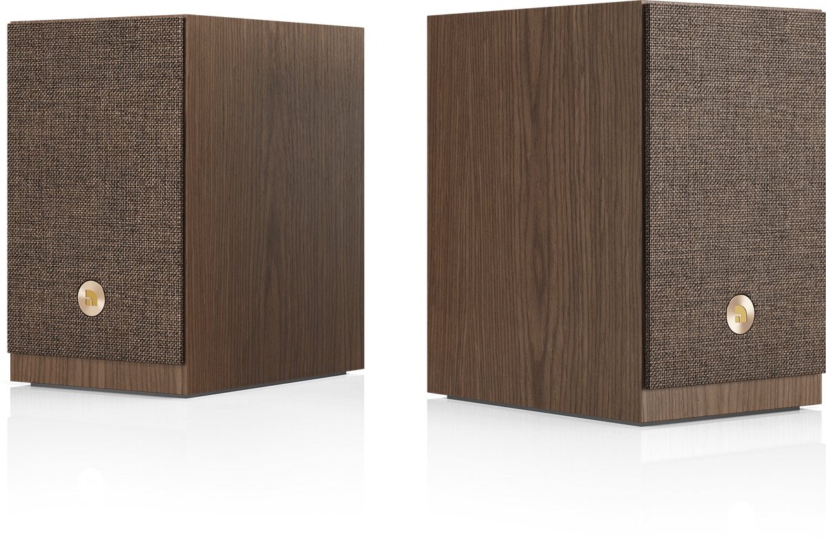 Audio Pro A28 W Smart Multiroom Actieve Boekenplank Speakers - Audio Pro Multiroom (Linkplay) - Ruimtecorrectie - 2x75W Speakers - Walnoot