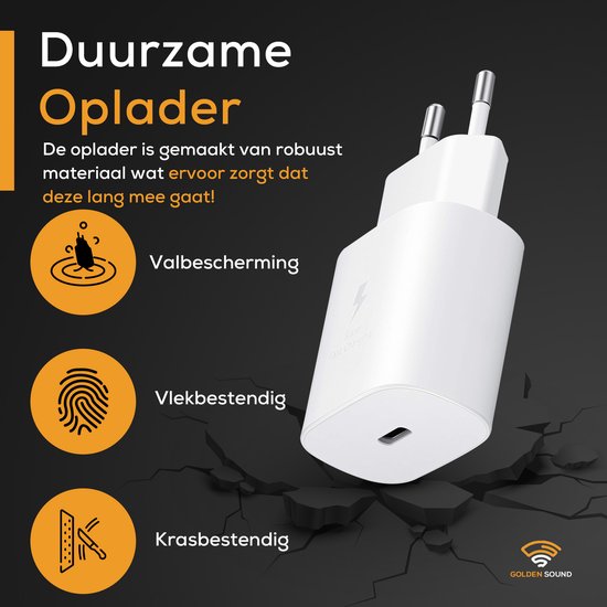 Golden Sound 25W Super Snellader - Power adapter - 1 meter USB-C kabel - geschikt voor Samsung S21,S