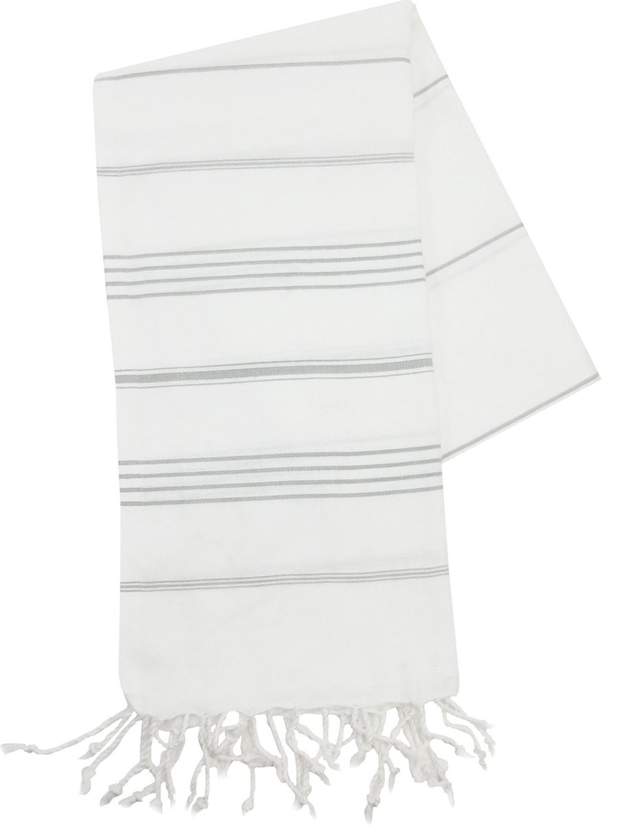 The One Towelling Hamamdoek Wit/Grijs