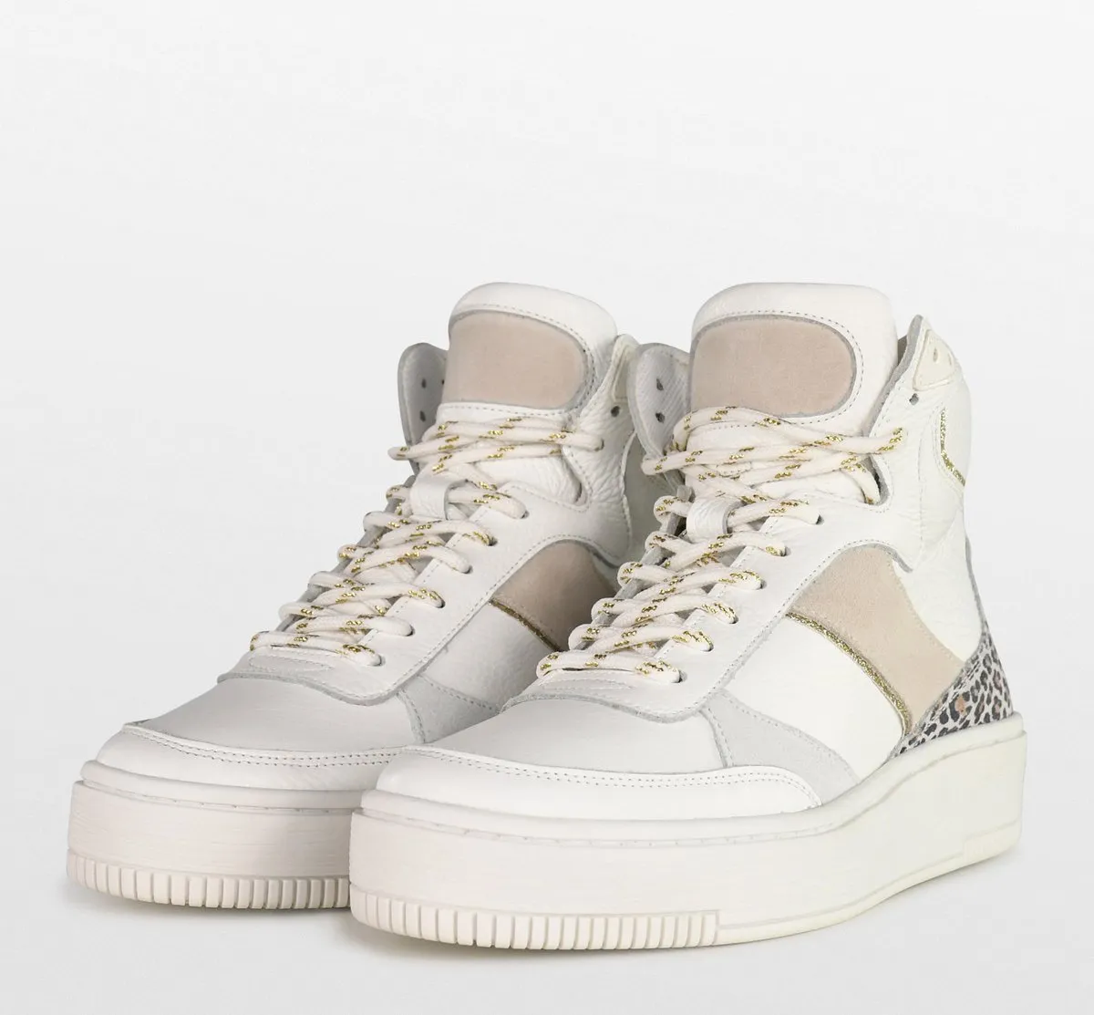 PS Poelman - Maat 41 - ESQUIMO Dames Hoge Sneakers - Wit / Multi