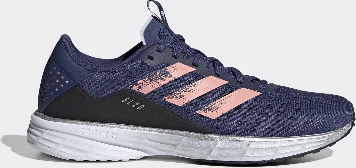 sneaker, running shoe, mesh, blue, pink stripes