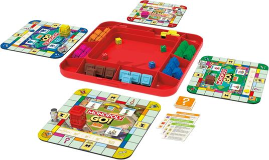 monopoly, bordspel, spelstukken, dobbelstenen, rode speeltafel