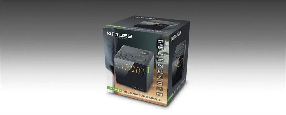 Muse M-187 CR zwart Wekkerradio met helder LED scherm