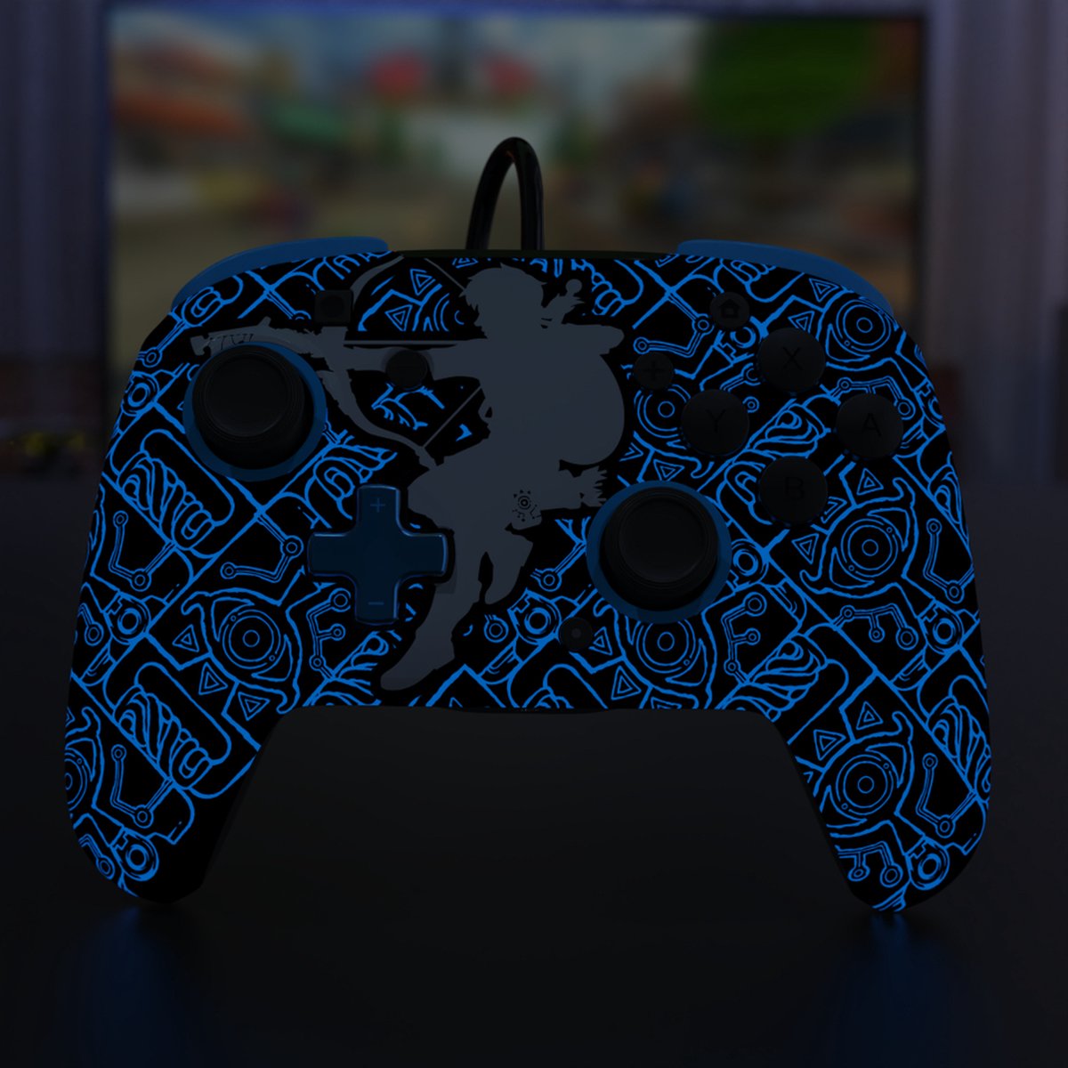 PDP Rematch - Bedrade Nintendo Switch Controller - Glow in the Dark - Zelda Sheikah Shoot
