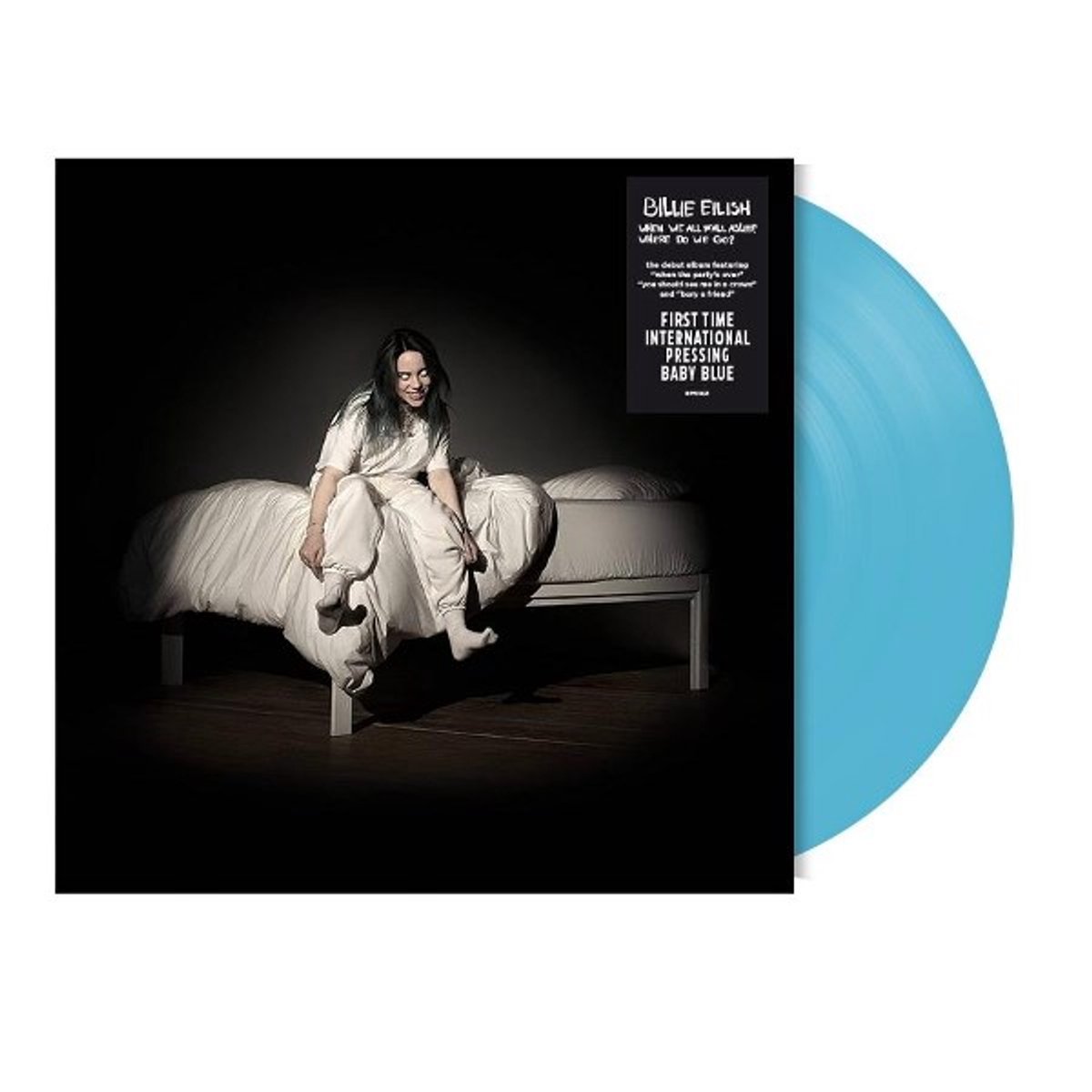 vinyl, plaat, hoes, blauw?, bed?