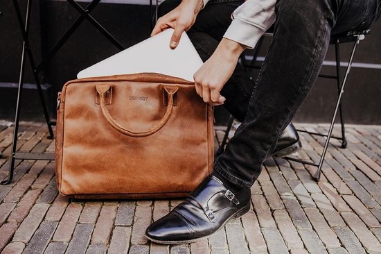 DSTRCT Fletcher Street Leren Laptoptas - 15,6 inch - Cognac