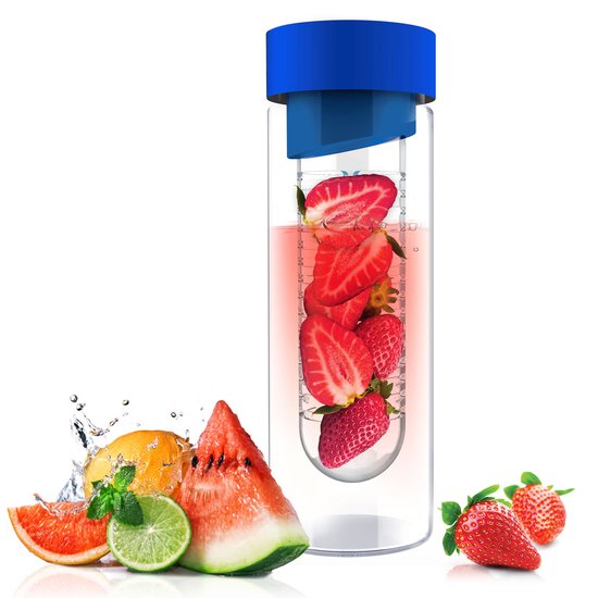 Asobu Flavour It Drinkbeker - Glas - Incl Fruitinfuse - 480 ml - Blue/Blue