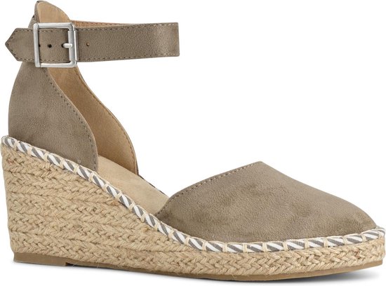 PS Poelman - Maat 39 - Espadrilles met Sleehak - Enid - Khaki Groen