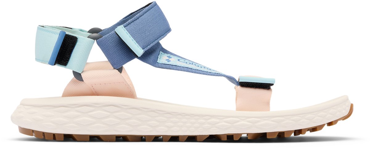 sandals, strap, blauw, roze, treaded sole
