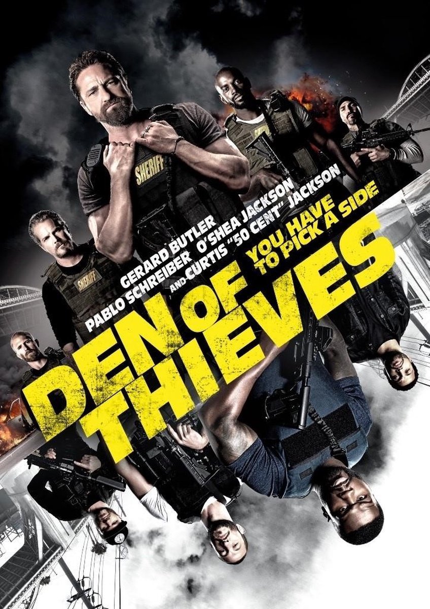 actie, filmposter, gewapende mannen, sheriff, den of thieves poster