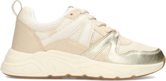 POSH by Poelman - maat 37- CAROCEL Dames Sneakers - Wit Met Beige Combinatie