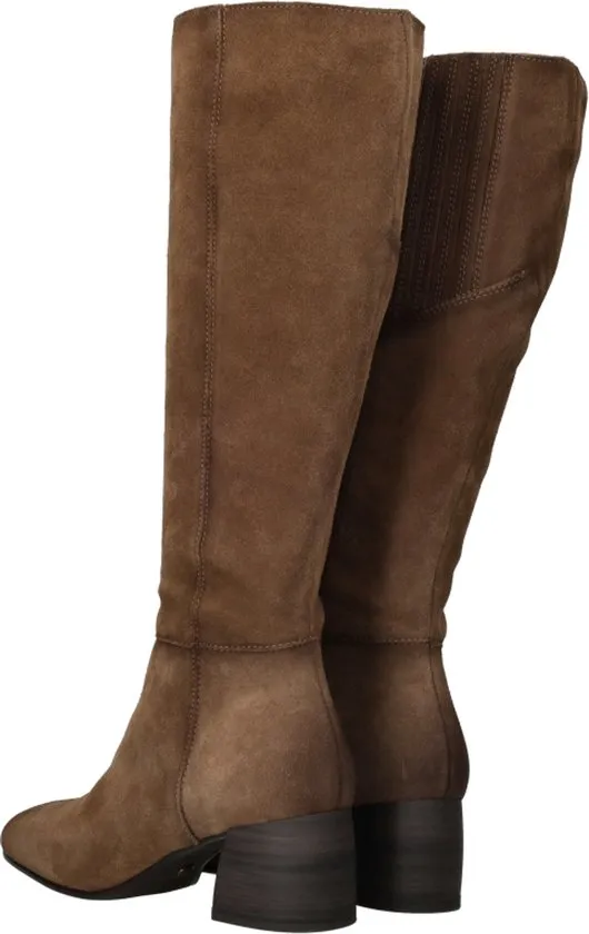 kniehong, brown, knee-high, boots, heel