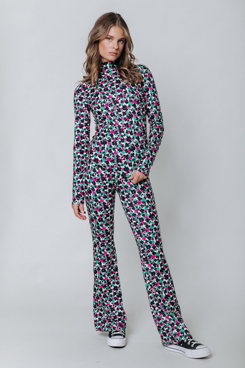 bodySuit, floral pattern, langere mouwen, halskraag, volledige lichaamskleding