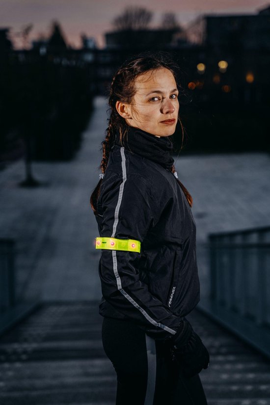 Avento Sportarmband Reflecterend met LEDs - Paar - Geel