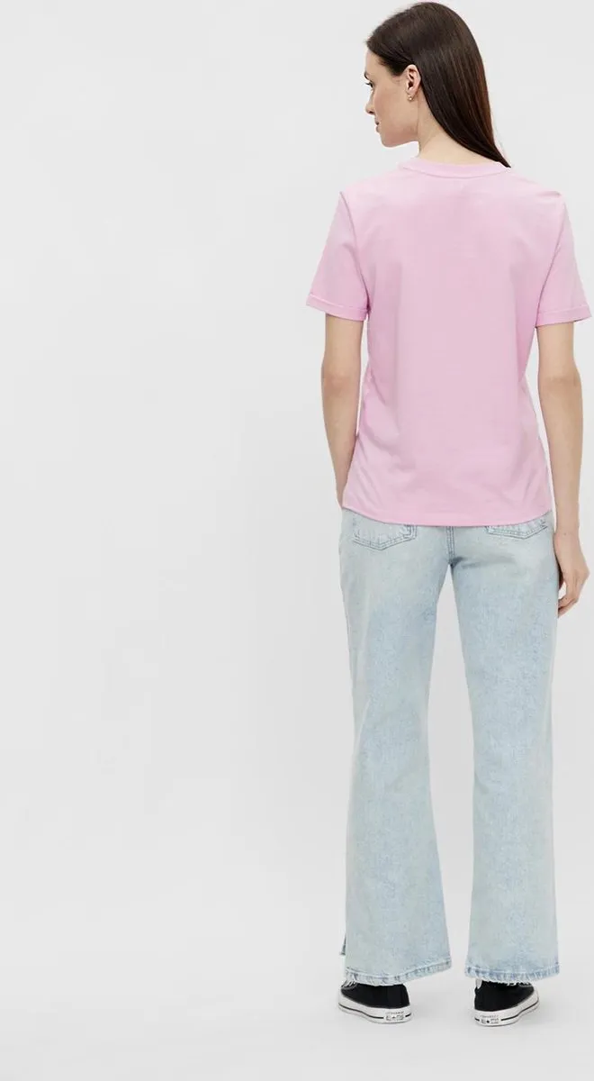 Pieces - Maat XS - PCRIA SS FOLD UP SOLID TEE NOOS BC Pastel Lavender Vrouwen