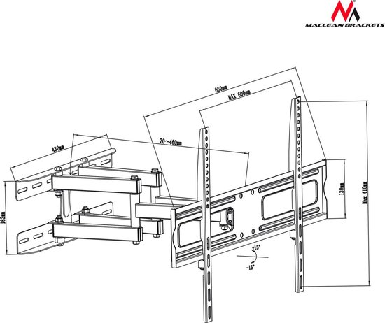 Maclean Brackets MC-762 - TV Muurbeugel Dubbele Arm 37-70"