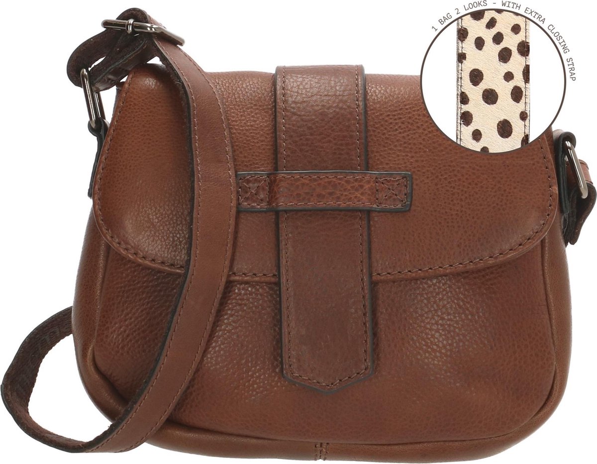 handtas, brown leather, crossbody, pebbled leather, strap closure