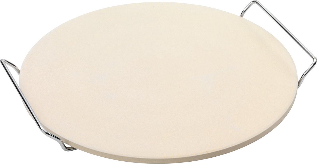 Point-Virgule - Pizzasteen - cordieriet - met metalen houder - geschikt voor barbecue - 34cm