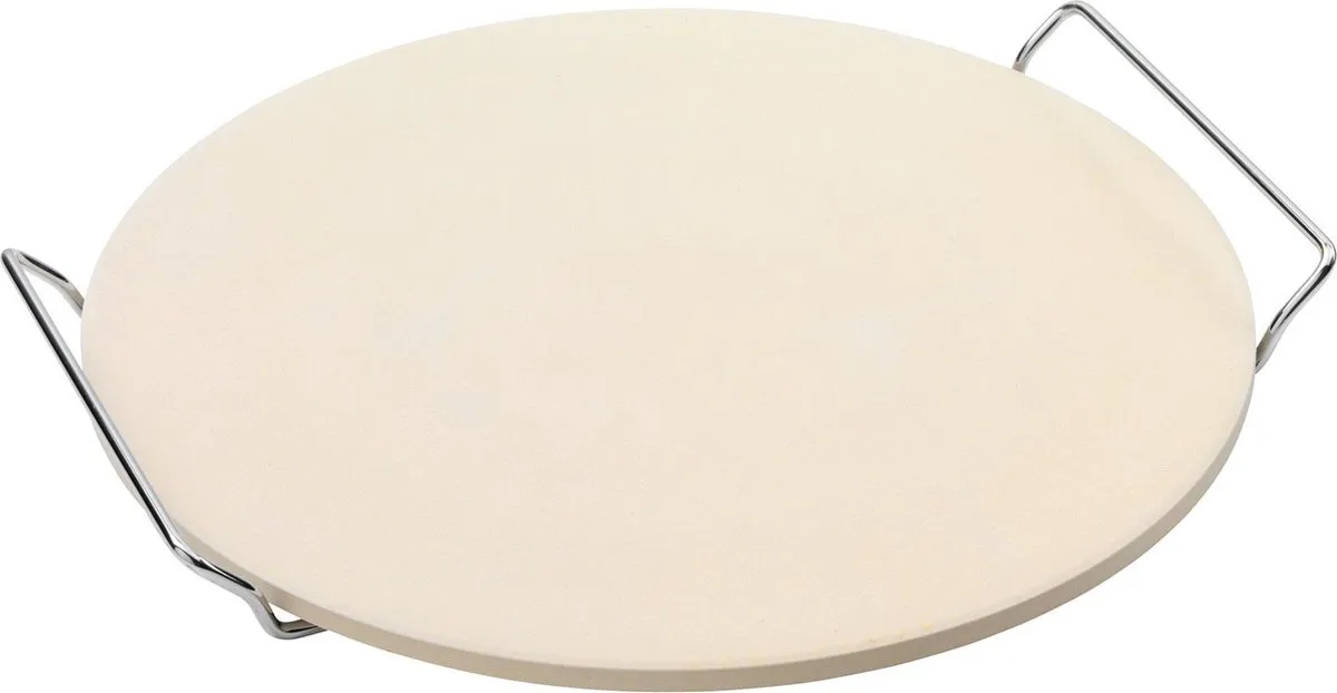 Point-Virgule - Pizzasteen - cordieriet - met metalen houder - geschikt voor barbecue - 34cm