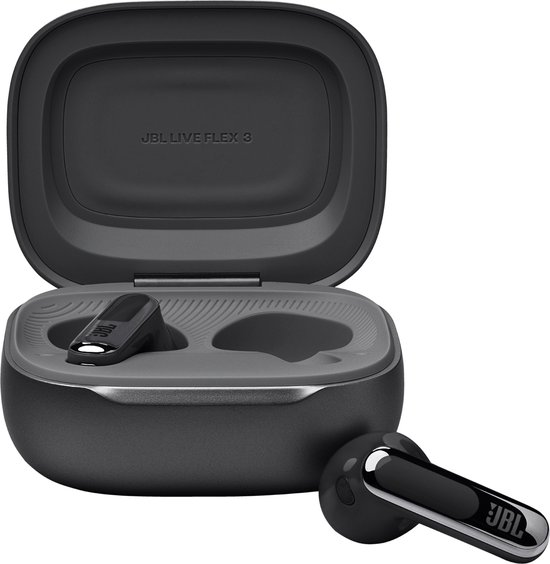 JBL Live Flex 3 - Draadloze Noise Cancelling Oordopjes - Oortjes Draadloos - Smart Charging Case met Display - Bluetooth - Open-fit - 50 uur batterij - Zwart