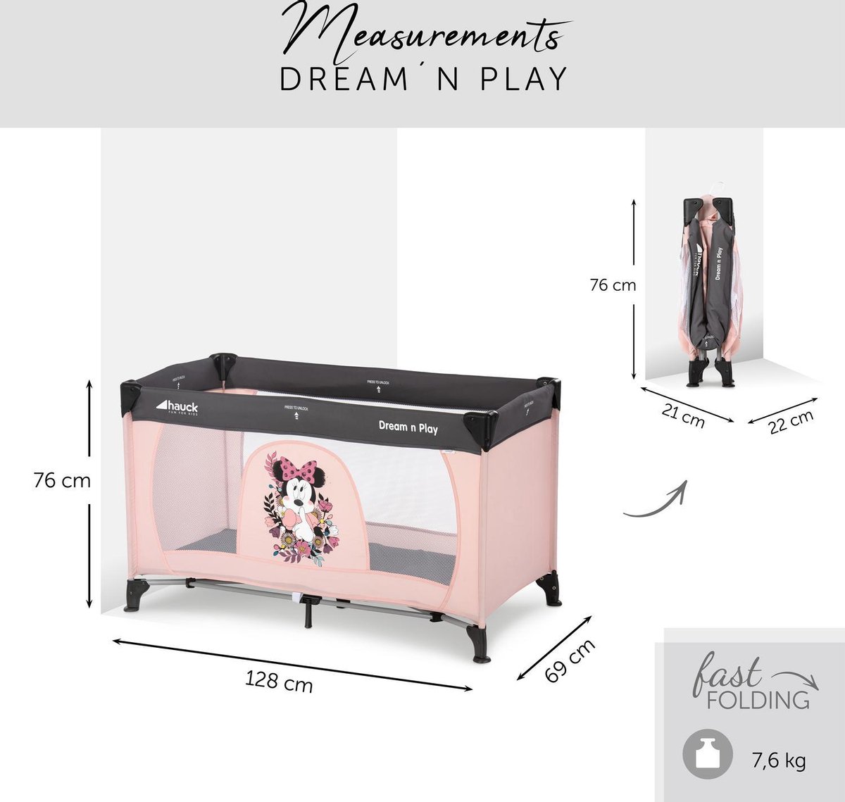Hauck Dream'n Play Campingbedje - Minnie Sweetheart