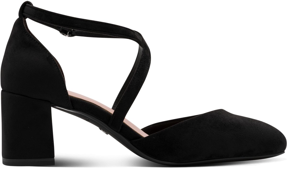 open toe, black, block heel, strappy, pump