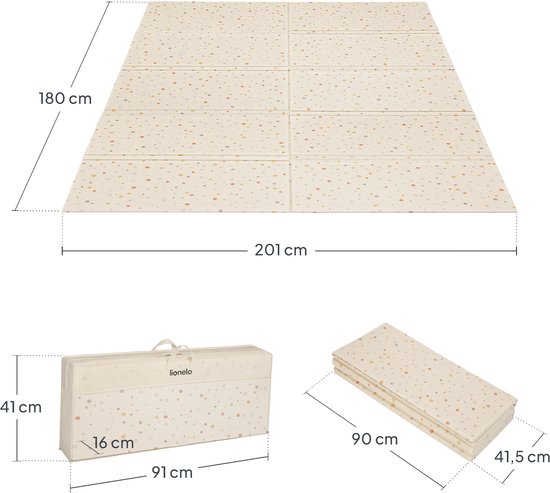 Lionelo Zora Speelmat Baby – Premium Foam Speelkleed 180×200×1.5 cm – Dikke Dubbelzijdige Kruipmat Antislip