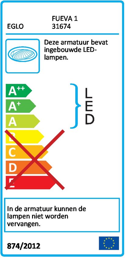 EGLO Fueva 1 - Inbouwarmatuur - 1 Lichts - Nikkel-Mat - Wit