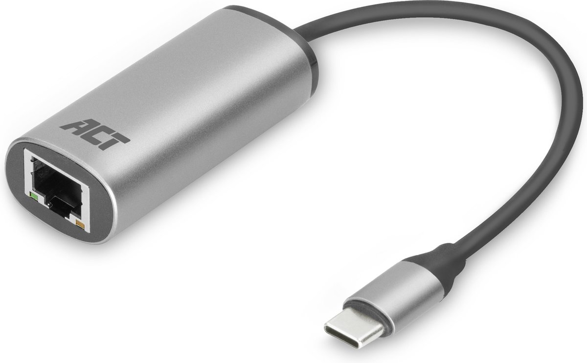usb-c adaptor, ethernet adaptor, usb-c naar ethernet, poort rj45, metalen behuizing