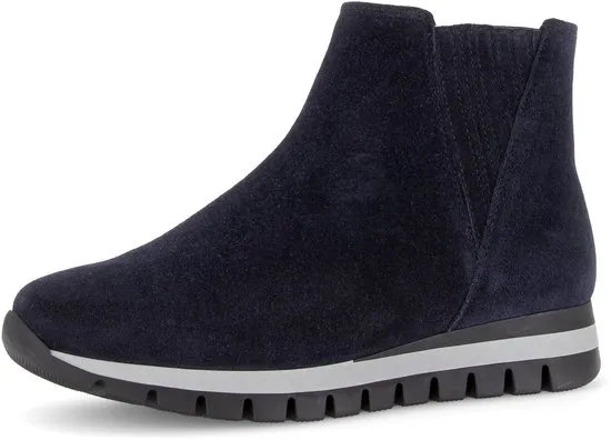 laars, boots, suede, donkerblauw, slip-on