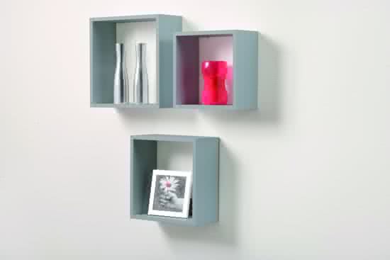 Koopjeshoek - Duraline Kubussen - Wandelement - Grijs - Spaanplaat - Set van 3