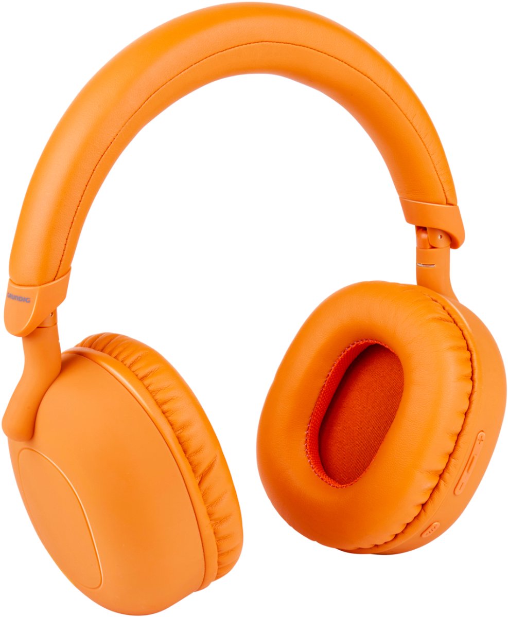 koptelefoon, over-ear, oranje, kussen, knopbediening
